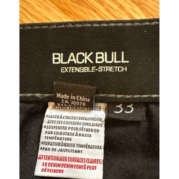 Black Bull Jeans Mens Black Stretch Denim Jeans Size 33 Dark Wash - Picture 5 of 9